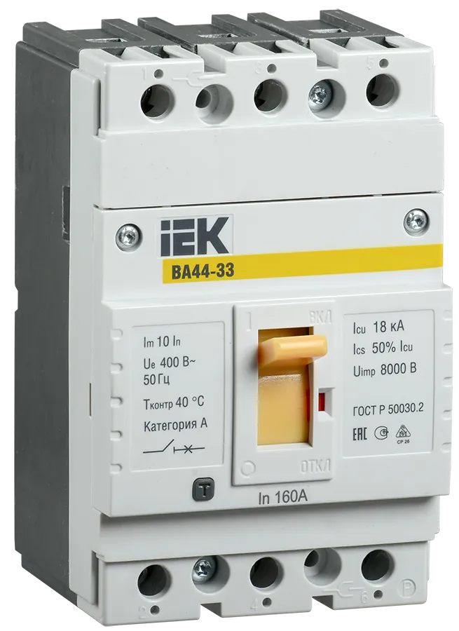 Выключатель автоматический ВА44-33 3Р 50А 15кА IEK