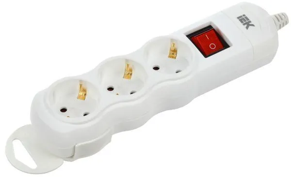 Розетка переносная разборная с выключателем РПр03В 3 места IEK WYP10-D-KP-16-03-ZKS-K01