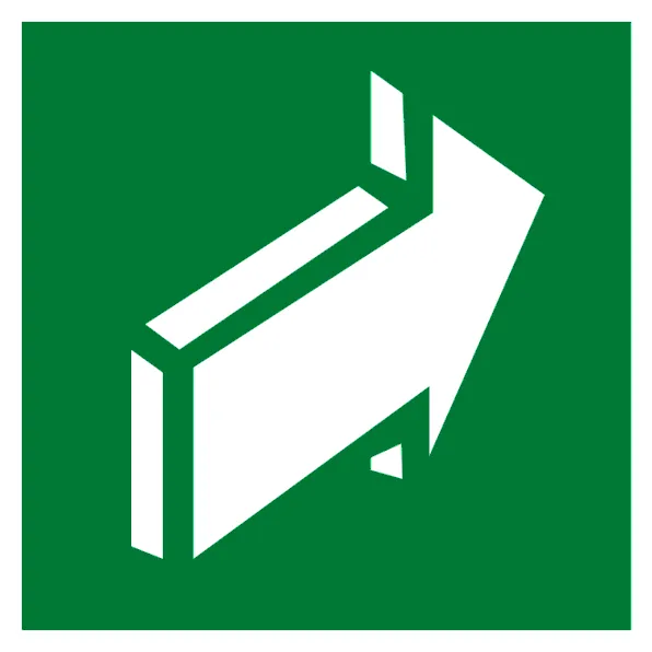 Знак наклейка E18 "Открывать движением от себя" (200x200) фотолюминесцентный EKF