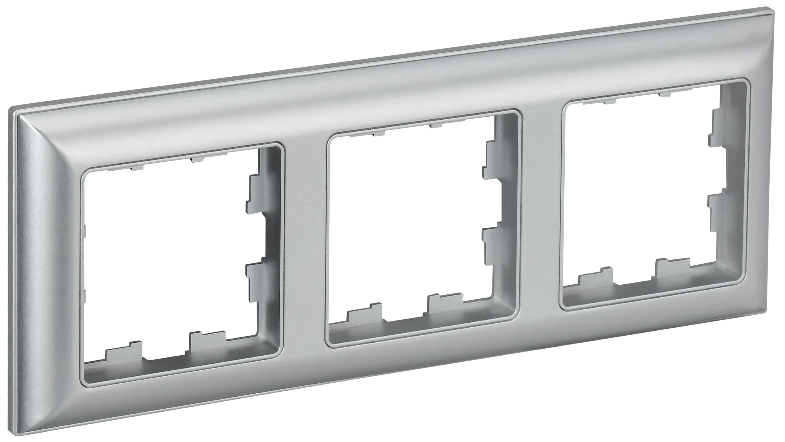 BRITE Рамка 3-местная РУ-3-Бр алюминий/алюминий IEK