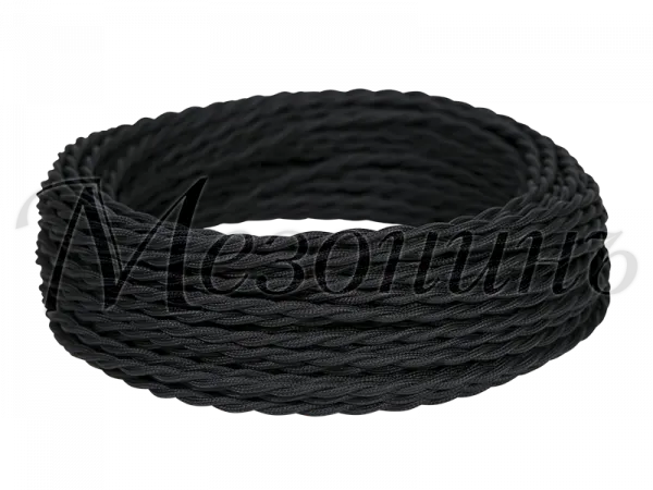 Провод декоративный витой TV+Internet, цвет- черный, ТМ "МезонинЪ, (бухта 45м) GE72100-05