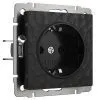 Розетка с заземлением и шторками (hammer черный) Werkel W1271108