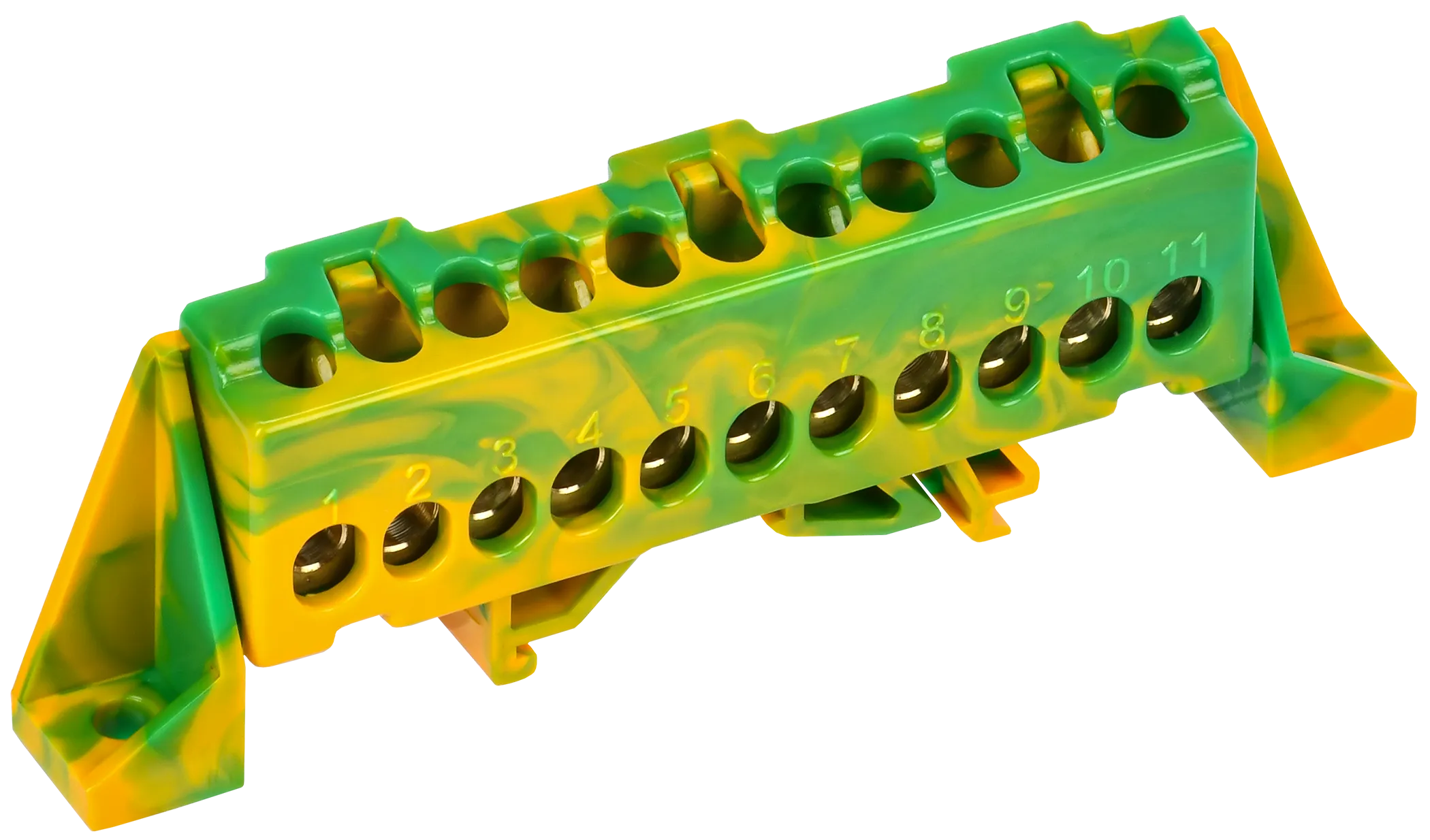 TEKFOR Шина PE "земля" в комбинированном DIN-изоляторе "Стойка" 6х9-11-ЖЗ IEK TF-NN10-11-DP-K52