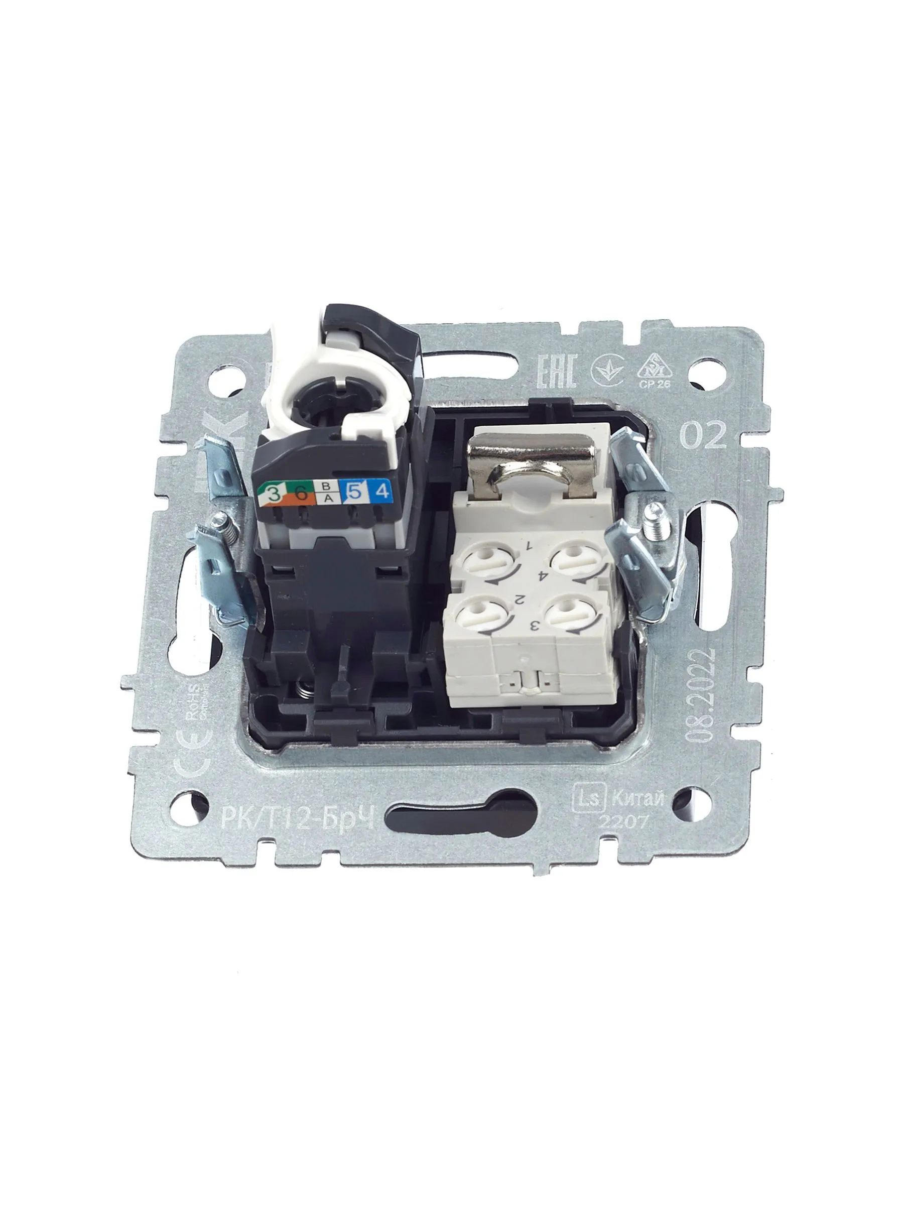 BRITE Розетка двойная RJ11+RJ45 кат.5E РК/Т12-БрЧ черный IEK - Фото 7