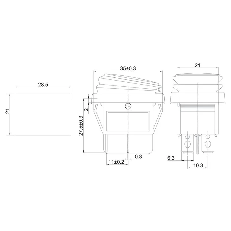 Выключатель клавишный 250V 15А (4с) ON-OFF желтый  с подсветкой  ВЛАГОЗАЩИТА  (RWB-507)  REXANT - Фото 2
