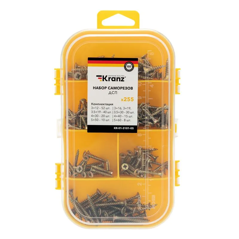 Набор саморезов для ДСП (255 шт/уп) KRANZ - Фото 2