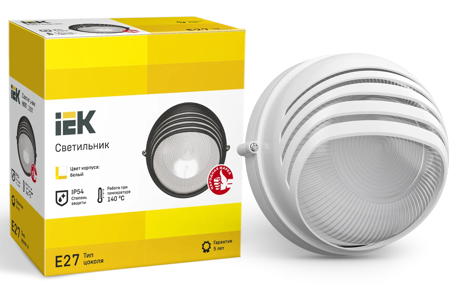 Светильник НПП1307 круг ресничка 60Вт IP54 белый IEK - Фото 3