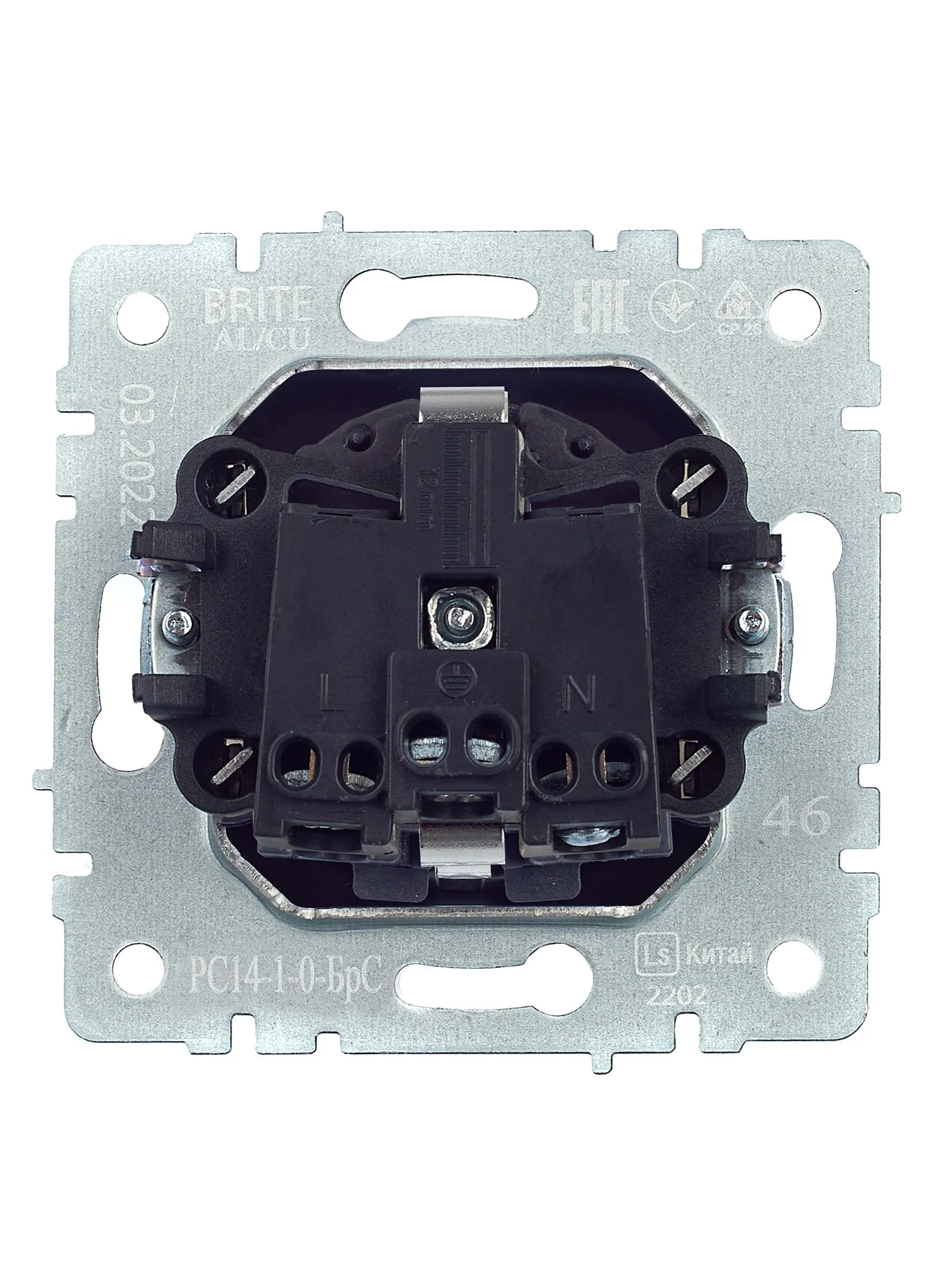 BRITE Розетка 1-местная с заземлением с защитными шторками 16А РС14-1-0-БрС сталь IEK - Фото 6