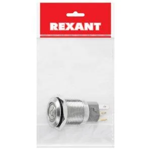 Кнопка  антивандальная Ø16 Б/Фикс (5с) (ON)-OFF плоская подсв/красная КОЛОКОЛ  REXANT - Фото 5