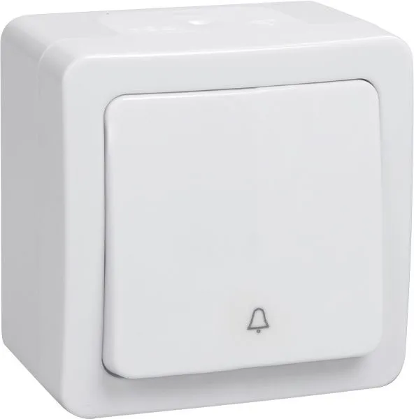 Выключатель 1-клавишный для открытой установки кнопочный ВСк20-1-0-ГПБ IP54 ГЕРМЕС PLUS (цвет клавиши: белый) IEK EVMP13-K01-10-54-EC