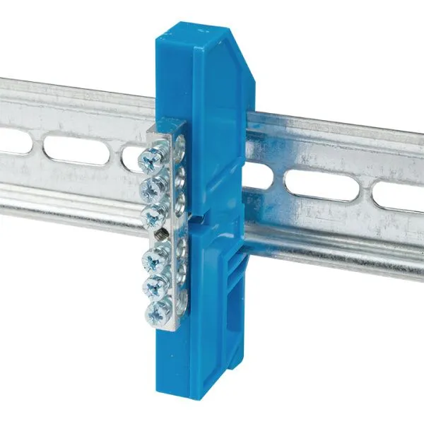 Шина "0" N (6x9мм) 6 отв. цинк синий изолятор на DIN-рейку EKF - Фото 3