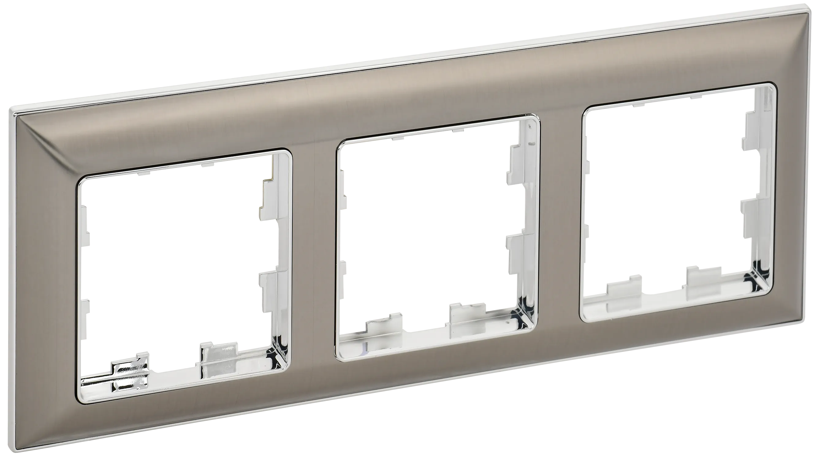 BRITE Рамка 3-местная РУ-3-Бр хром/никель IEK