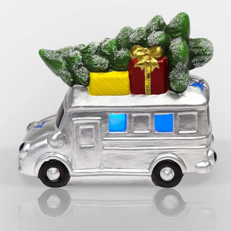 Керамическая фигурка Автобус с елкой 19x9x16 см - Фото 4