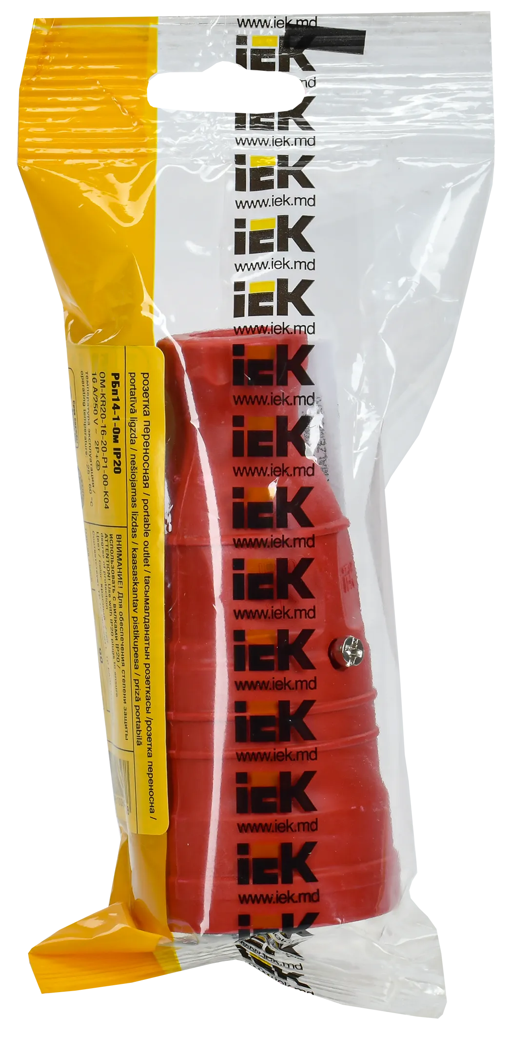 OMEGA Розетка переносная РБп14-1-0м IP20 каучук красная IEK - Фото 2