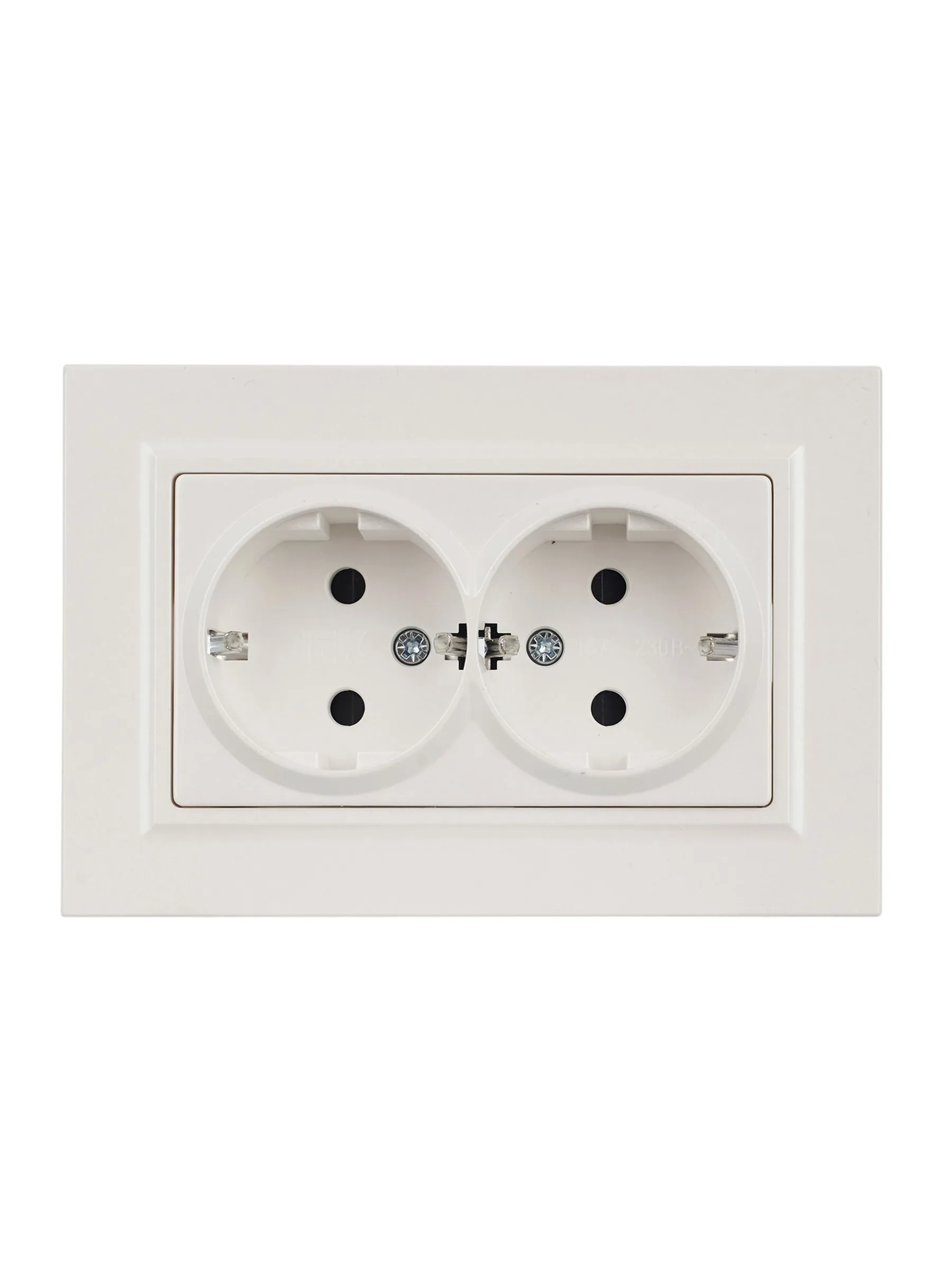 BRITE Розетка 2-местная с заземлением с защитными шторками 16А в сборе РСш12-3-БрЖ жемчуг IEK - Фото 8