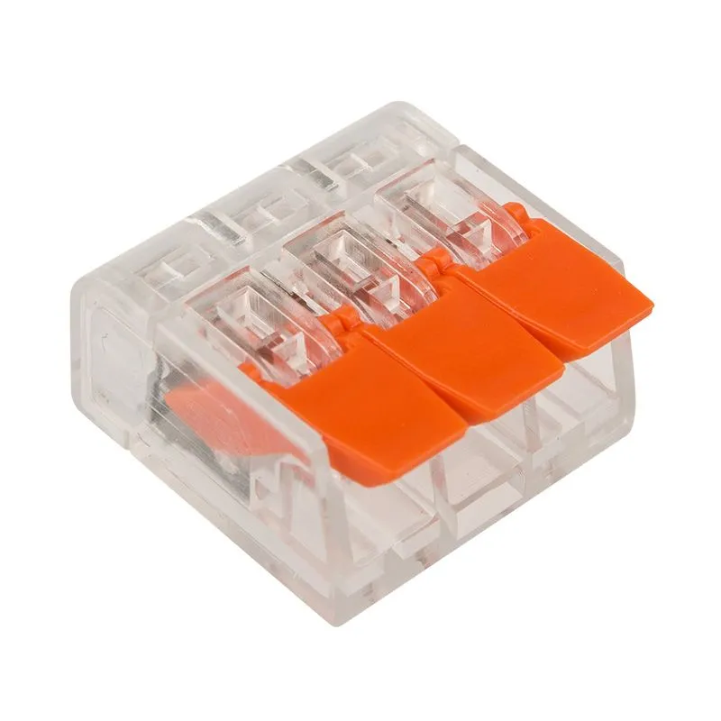 Универсальная компактная клемма СМК 221-413, 3-проводная до 4,0 мм² (50 шт./уп.) REXANT 07-5203