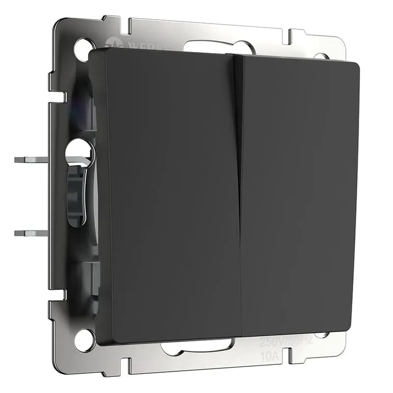 Выключатель двухклавишный проходной (черный матовый) Werkel