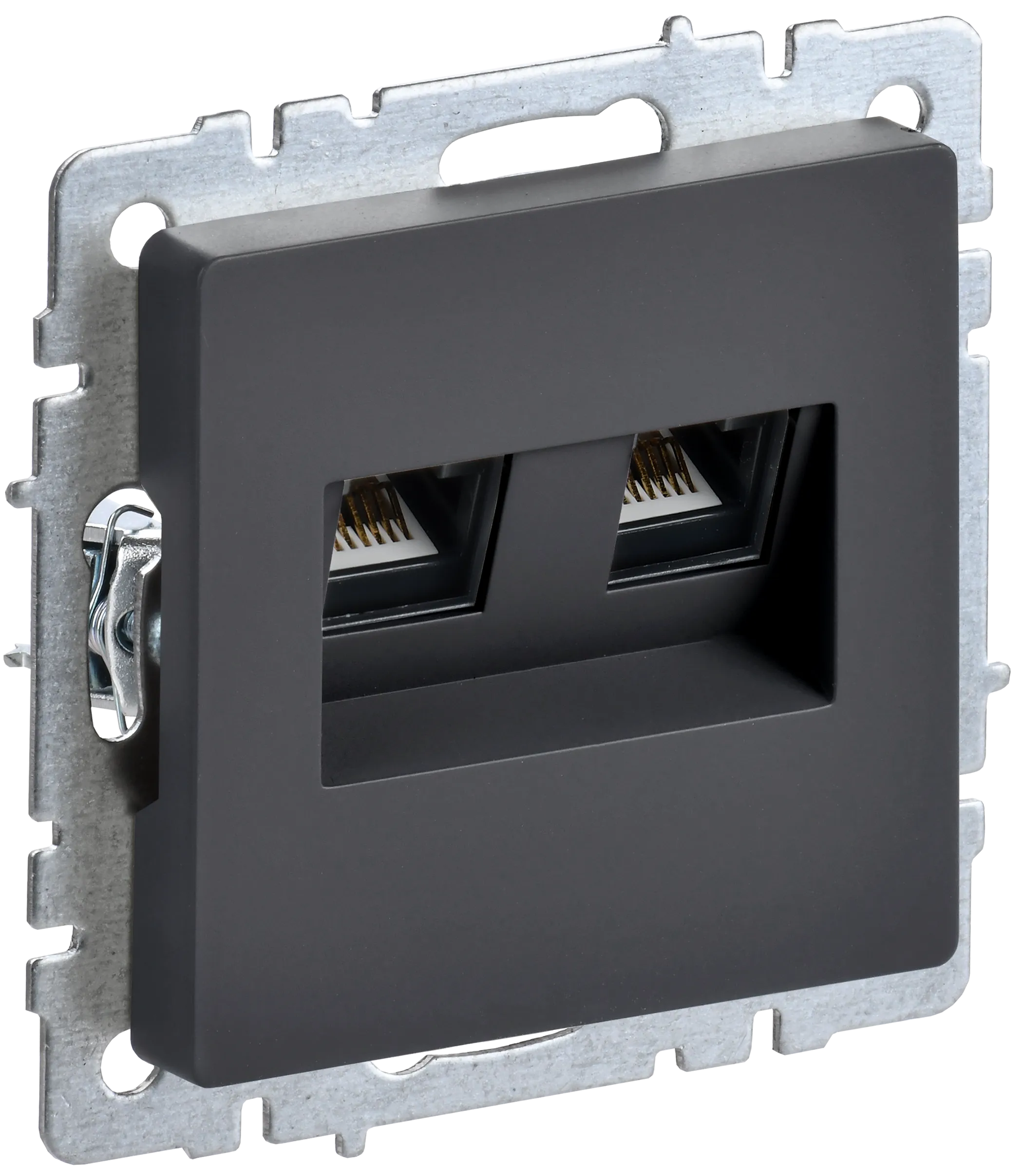 BRITE Розетка двойная RJ11+RJ45 кат.5E РК/Т12-БрГ графит IEK BR-KT20-O-1-K53