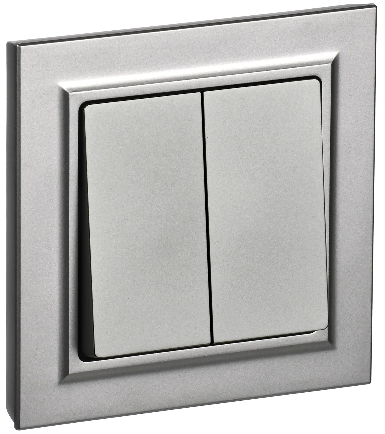 BRITE Выключатель 2-клавишный 10А в сборе ВСР10-2-0-БрС сталь IEK BR-V20-0-10-K46-F