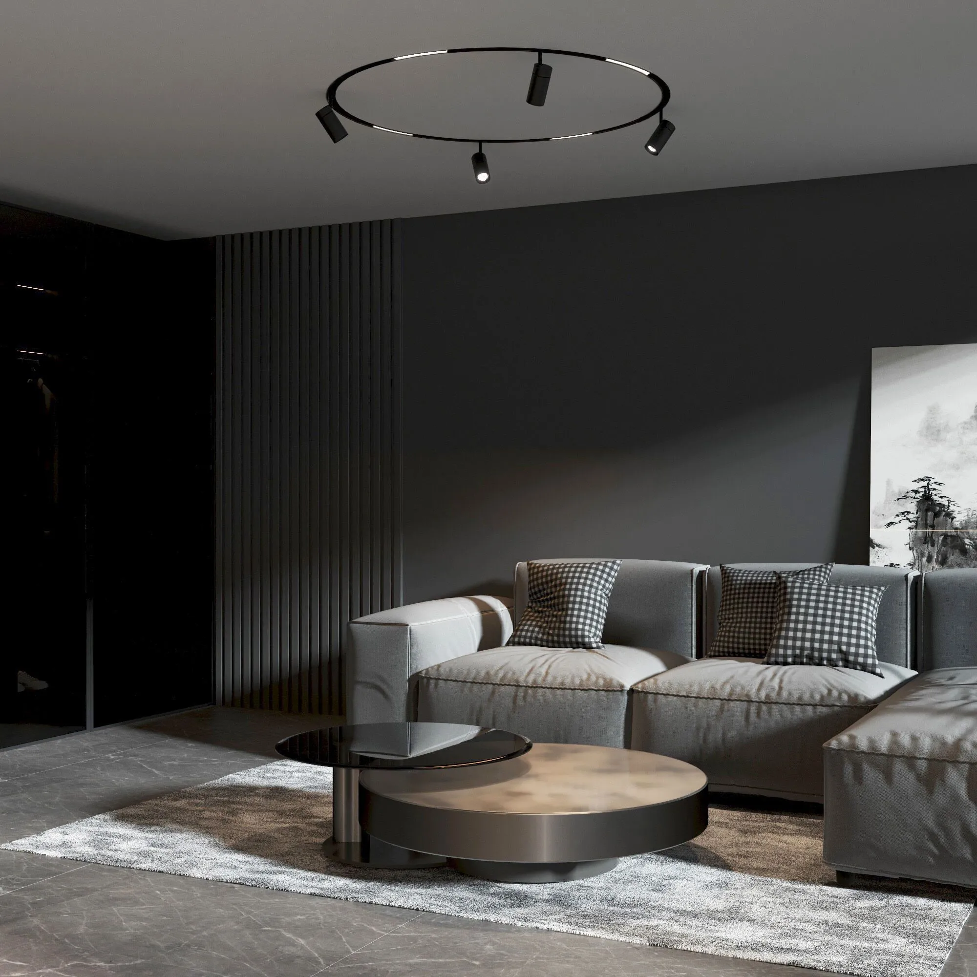 Slim Magnetic Трековый светильник для радиусного шинопровода 8W 4200K Planar чёрный Ø1200мм - Фото 6