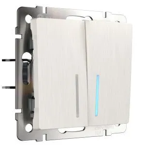 Выключатель двухклавишный с подсветкой (перламутровый рифленый) Werkel W1120113