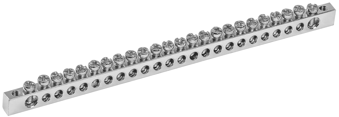 Шина PEN "земля-ноль" 6х9мм 24/2 с никелевым покрытием (24групп/крепеж по краям) IEK