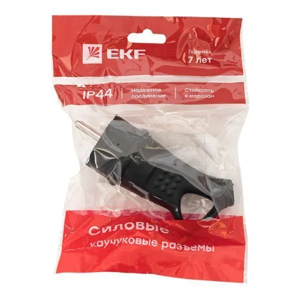 Вилка угловая каучуковая с кольцом 230В 2P+PE 16A IP44 EKF Марс - Фото 2