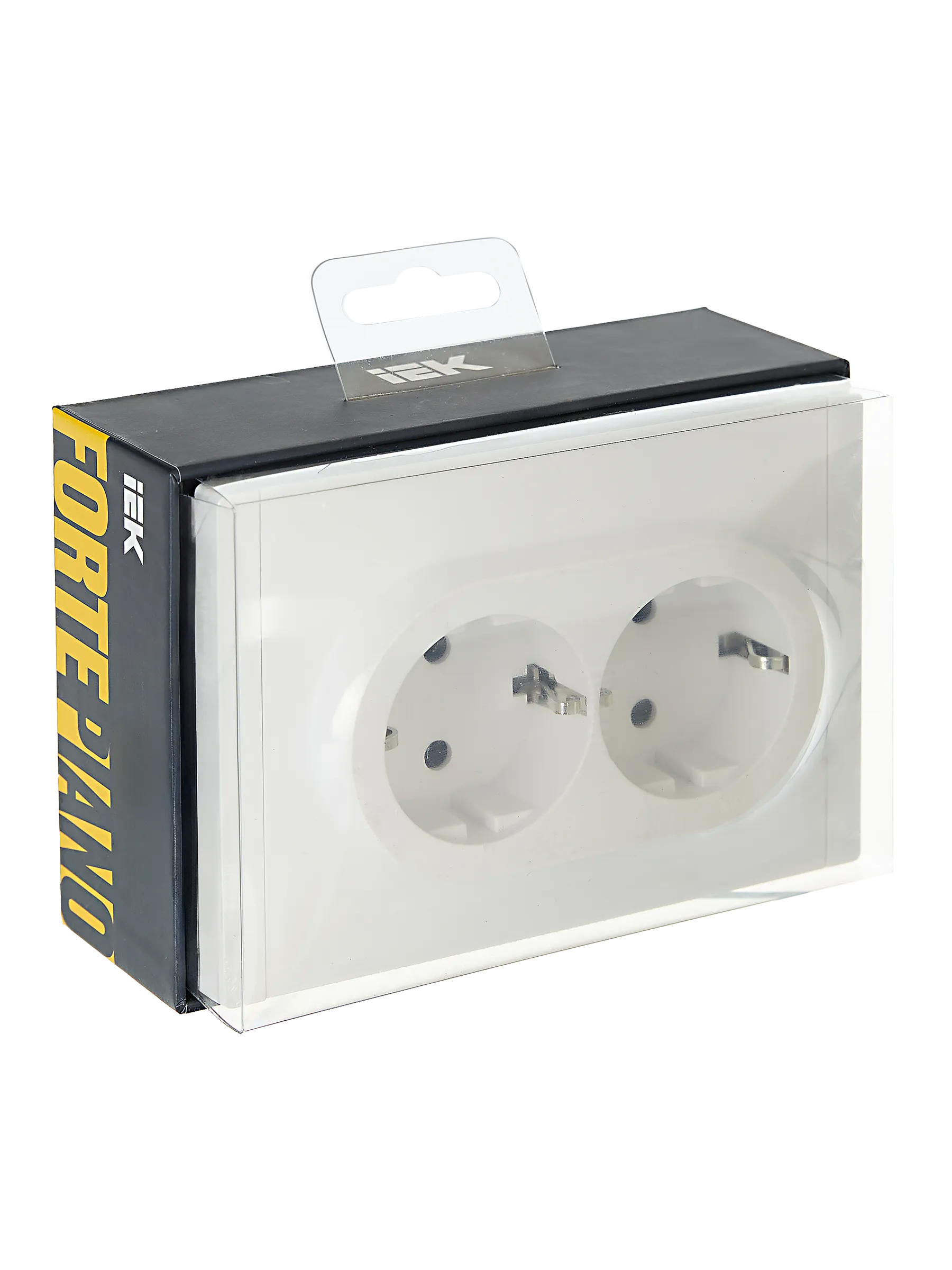 FORTE&PIANO Розетка 2-местная с заземлением без защитных шторок безвинтовое крепление 16А FP224 белый IEK - Фото 2