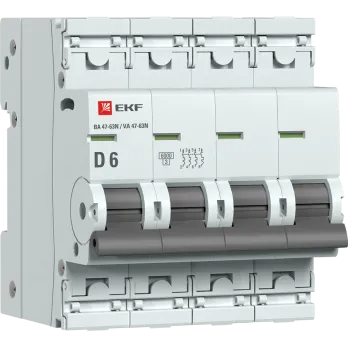 Авт. выкл. 4P 6А (D) 6кА ВА 47-63N EKF PROxima