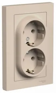 Розетка 2-м. AtlasDesign 16А с заземл. в сборе песочн. SE ATN001224 1712758