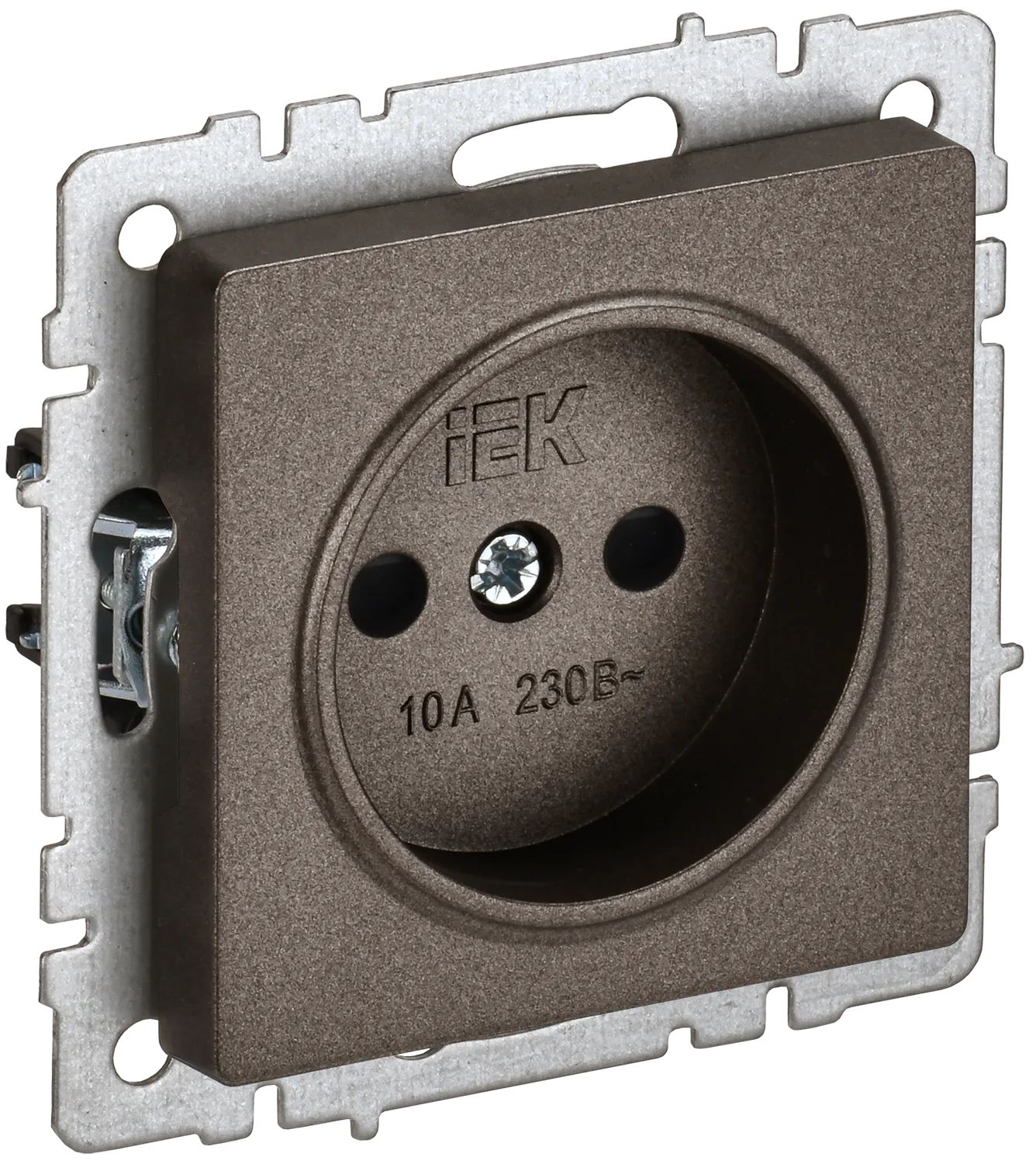 BRITE Розетка 1-местная без заземления с защитными шторками 10А РСш10-2-БрТБ темная бронза IEK BR-R13-10-K45
