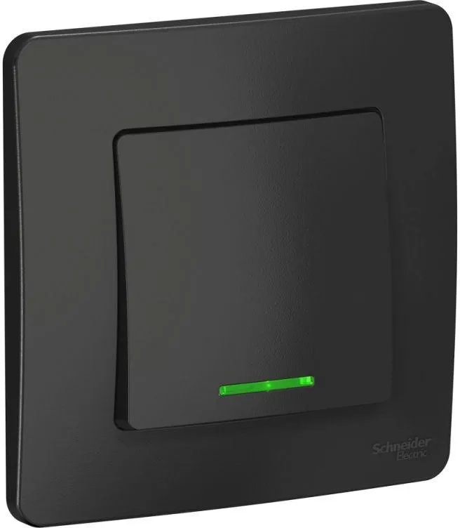Выключатель 1-кл. СП Blanca 10А IP20 (сх. 1) 250В с подсветкой антрацит SE BLNVS010116