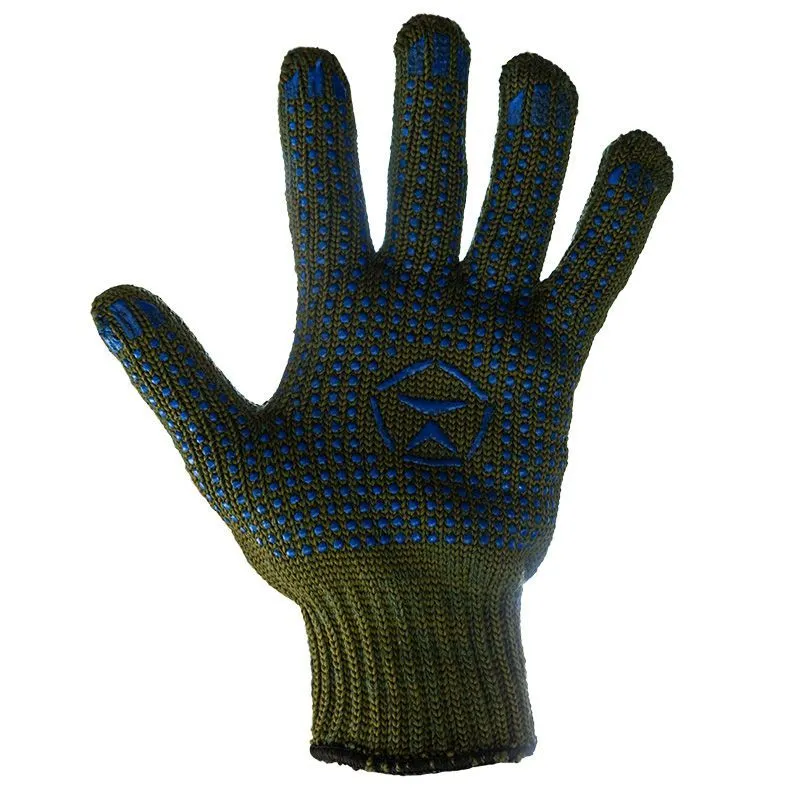 Перчатки х/б «Олива» с нанесением «Точка» 5 нитей, 66-68 г 09-0245