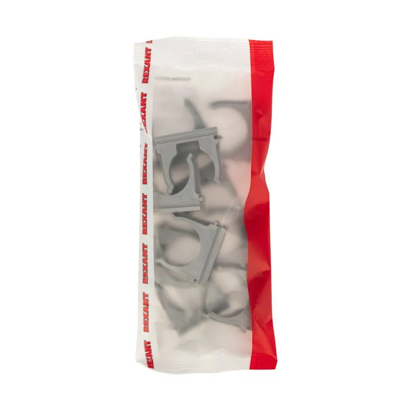 Крепеж-клипса для трубы ø32мм серая (10 шт/уп) REXANT - Фото 3