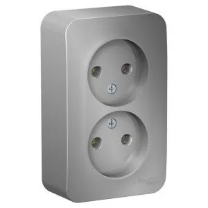 Розетка 2-м ОП Blanca 16А IP20 250В без заземл. без защ. шторок с изолир. пластиной алюм. SE BLNRA000213 1210553