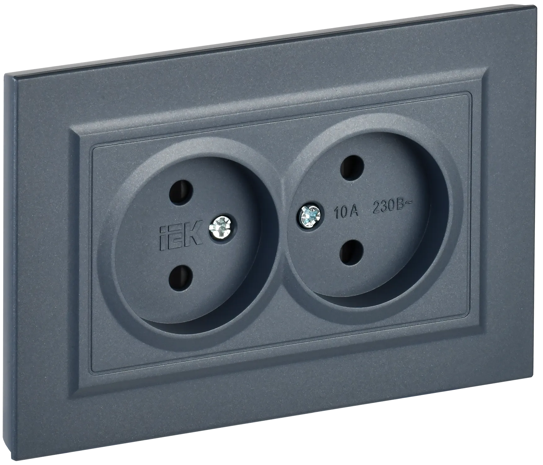 BRITE Розетка 2-местная без заземления с защитными шторками 10А в сборе РСш12-2-БрМ маренго IEK BR-R23-10-K35-F