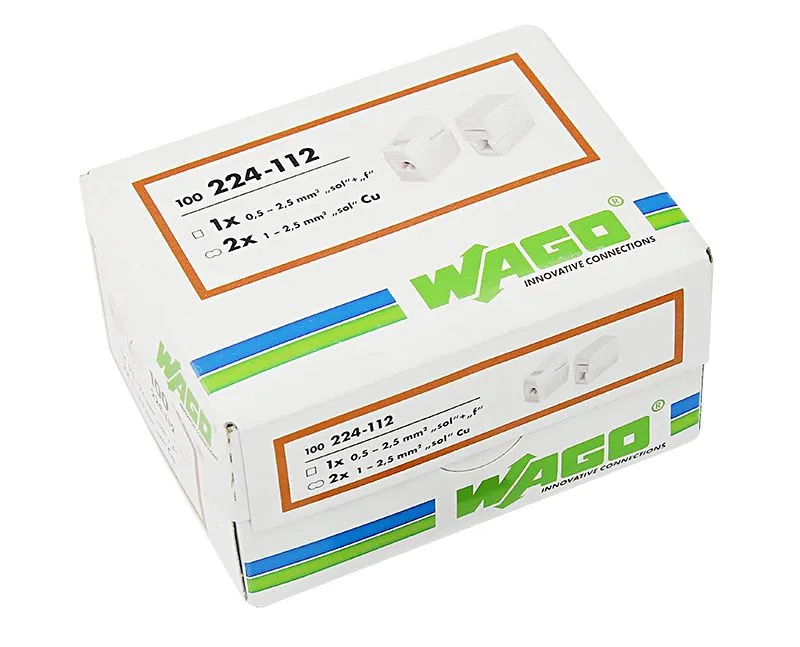 224-112 Клемма для осветительного оборудования  (1,0-2,5)X2/(0,5-2,5) мм², белая (100 шт./уп.) WAGO - Фото 2