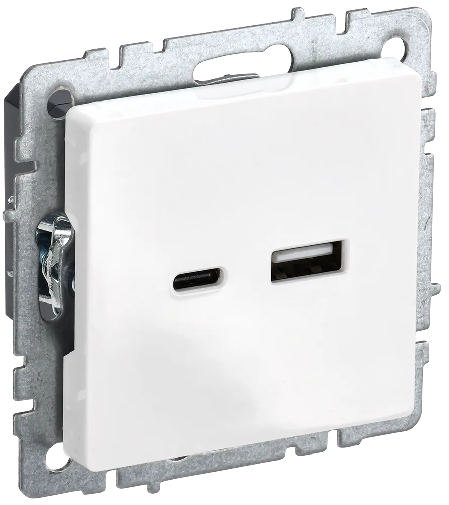 BRITE Розетка USB A+C 18Вт РЮ11-1-БрБ белый IEK