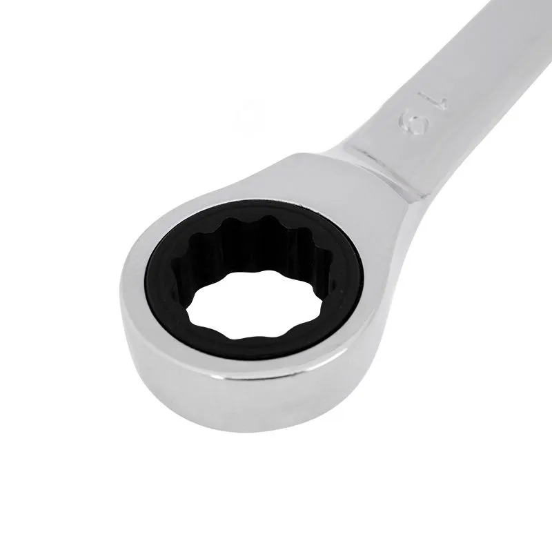 Ключ комбинированный трещоточный 19мм, CrV, зеркальный хром REXANT - Фото 2