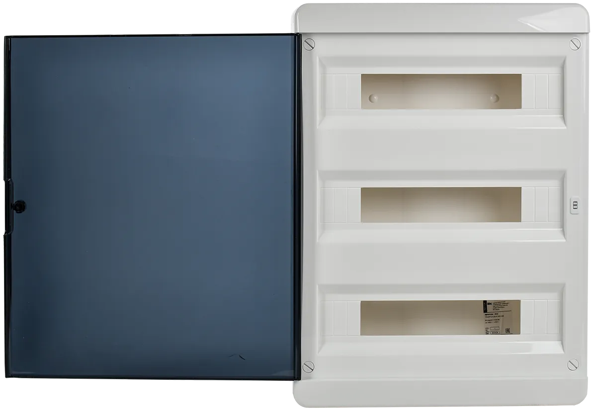 TEKFOR Корпус пластиковый БЕЛЫЙ ЩРН-П-54, IP41 черная прозрачная дверь IEK - Фото 5