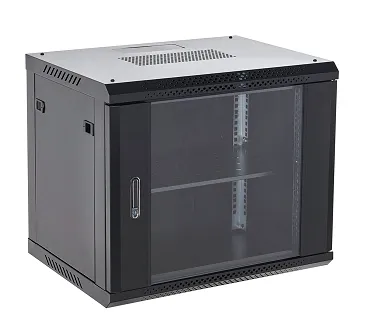Настенный шкаф 19" 12U 600×600×635 (ШxГxВ), дверь стекло, металлическая задняя стенка, боковые съемные стенки, RAL 9005 REXANT 04-1266-112