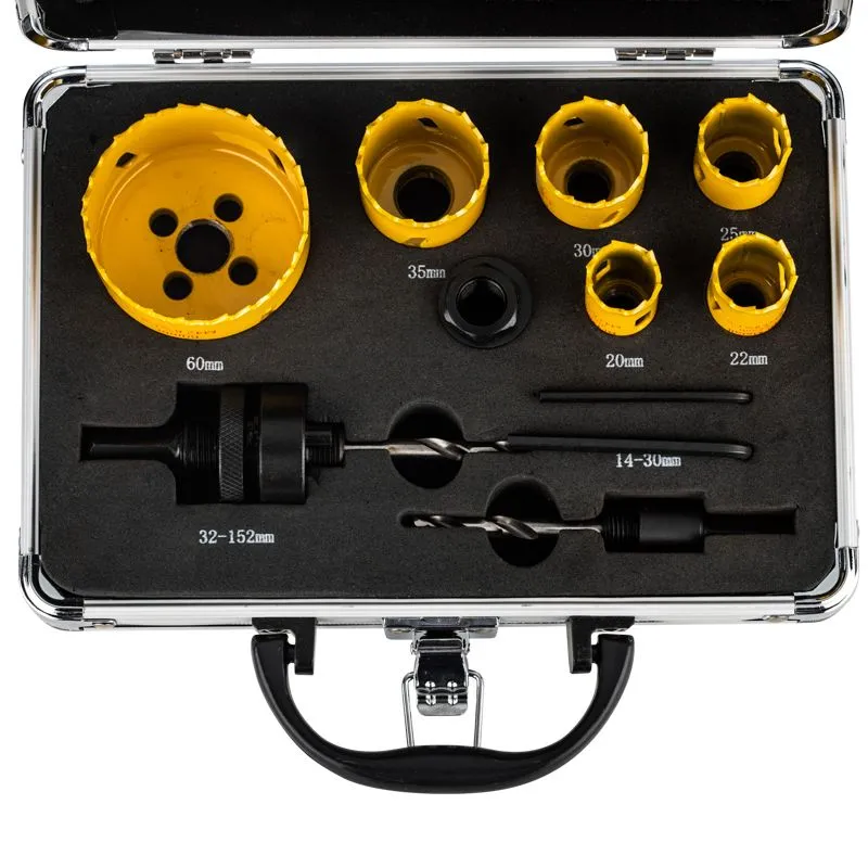 Набор коронок Bimetal (20, 22, 25, 30, 35, 60), 11 предметов, металлический кейс KRANZ - Фото 2