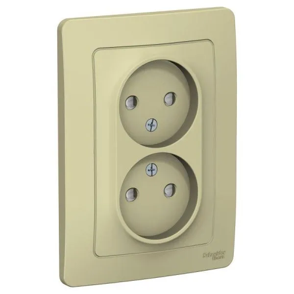 Розетка 2-м СП Blanca 16А IP20 250В без заземл. защ. шторки беж. SE BLNRS000127