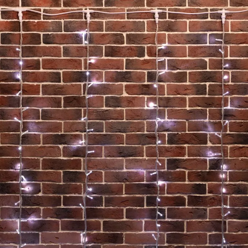 Гирлянда светодиодная Занавес 2х6м 360 LED БЕЛЫЙ прозрачный ПВХ IP65 эффект водопада 24В не соединяется трансформатор в комплекте NEON-NIGHT 235-465