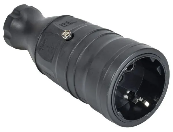 OMEGA Розетка переносная РБп14-1-0м IP20 каучук черная IEK OM-KR20-16-20-P1-00-K02