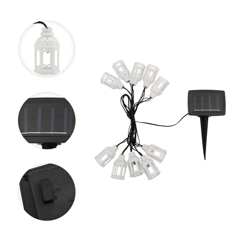 Гирлянда садовая (каскад) Керосиновая Лампа 3м, 6500К с аккумулятором и выносной солнечной панелью LAMPER - Фото 3