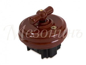 Выключатель ретро фарфоровый поворотный на 4 положения (D70x35,10А,250В,IP20, без подъемной рамки GE70401-04k