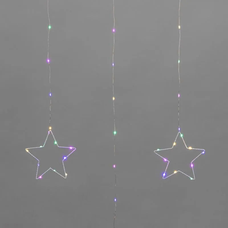 Гирлянда Светодиодный занавес из росы с фигурами Звезд МУЛЬТИКОЛОР IP20 USB + пульт управления NEON-NIGHT - Фото 2