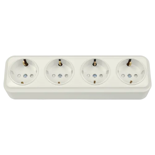 Розетка штепсельная четырехместная для открытой установки с заземляющим контактом со шторками РА16-0