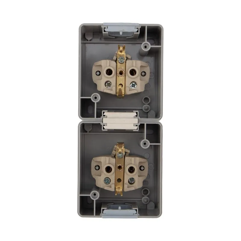 Блок вертикальный 2 розетки (керамика) INDUSTRIAL IP54 с/з, о/у, серый KRANZ - Фото 5